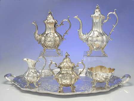 The Winthrop (Shield, Silverplate) 6-Piece Plated Tea Set (Waste & Tray)