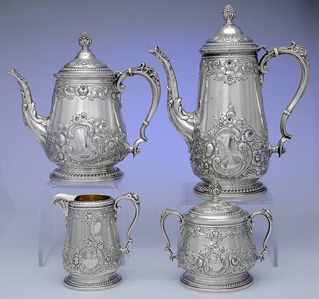 Georgian (Sterling Hollowware) 4 Piece Tea Set (SCP, STP, SCR, SSU)