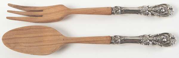Francis I (Sterling, "Reed & Barton") Wooden Bowl 2-Piece Salad Set