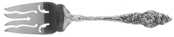 Les Six Fleurs (Sterling) Medium Solid Cold Meat Serving Fork