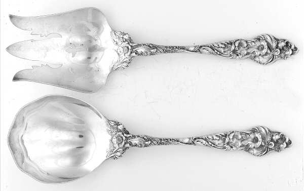 Les Six Fleurs (Sterling) Solid Oversized Serving Salad Set