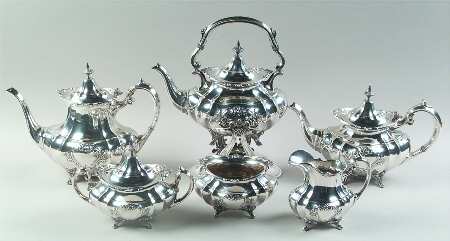 Hampton Court Shield (Strlg, Hlwr) 6 Piece Tea Set (SCP, STP, SCR, SSU, SWB, SKES)