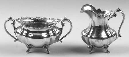 Hampton Court (Sterling, Hollowware) Mini Sterling Creamer and Open Sugar