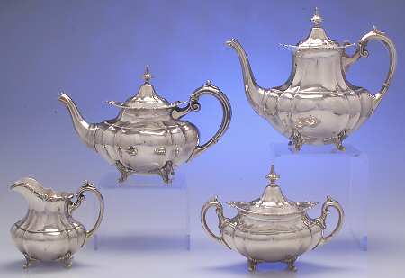 Hampton Court (Sterling, Hollowware) 4 Piece Tea Set (SCP, STP, SCR, SSU)