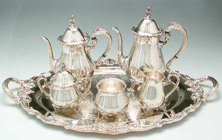 El Greco (Silverplate, Hollowware) 6-Piece Plated Tea Set (Waste & Tray)