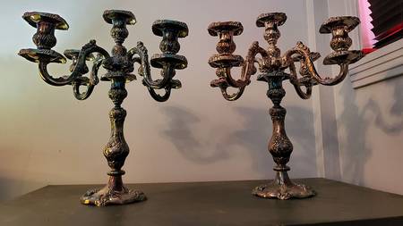 King Francis (Silverplate, Hollowware) Pair of 16" 5 Light Candelabra