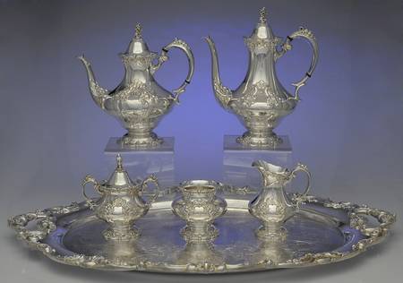 King Francis (Silverplate, Hollowware) 6-Piece Plated Tea Set (Waste & Tray)
