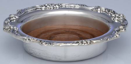 King Francis (Silverplate, Hollowware) Wine Coaster with Wood Base