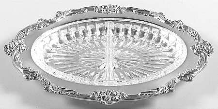 King Francis (Silverplate, Hollowware) Relish with Glass Liner