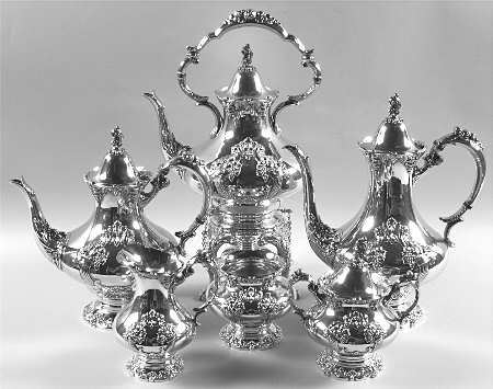 King Francis (Silverplate, Hollowware) 6-Piece Plated Tea Set (Waste & Kettle)