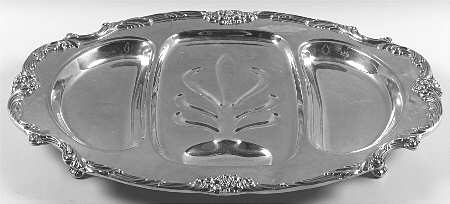 King Francis (Silverplate, Hollowware) Large 3-Part Footed Meat Platter