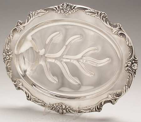 King Francis (Silverplate, Hollowware) Small Plated Footed Meat Platter with Well