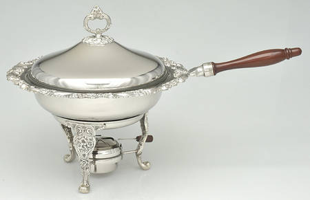 Burgundy (Silverplate, Hollowware, Older) Chafing Dish W/Lid, Liner, Stand & Burner
