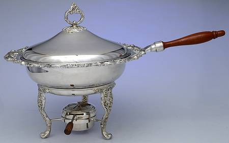 Burgundy (Silverplate, Hollowware, Older) Chafing Dish W/Lid, Burner & Stand