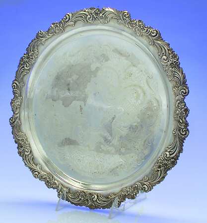 Burgundy (Silverplate, Hollowware, Older) 12" Round Tray