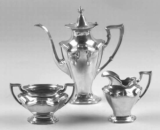 Hepplewhite-Plain (Sterling, 1907, Hollowware) 3 Piece Demi Set