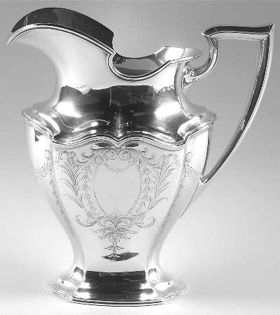 Hepplewhite-Engrv (Strl, Hlwr, Floral Swag) Sterling Water Pitcher