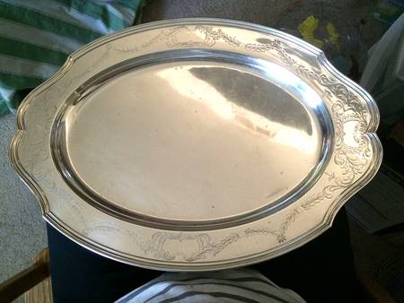 Hepplewhite-Engrv (Strl, Hlwr, Floral Swag) Large Waiter Tray