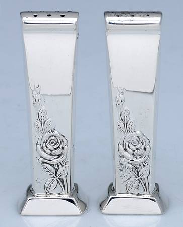 Classic Rose (Sterling, 1954, Hollowware) Salt and Pepper Set