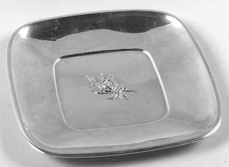 Classic Rose (Sterling, 1954, Hollowware) Square Sterling Sandwich Plate by Reed & Barton