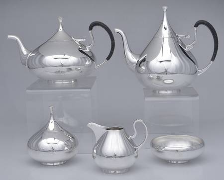 Dimension (Silverplate, Hollowware) 5 Piece Tea Set (CP1, TP1, CR, SU, PWB)