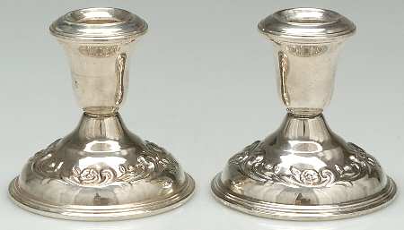 Savannah (Sterling, 1962, Hollowware) Pair of Weighted Console Candleholders