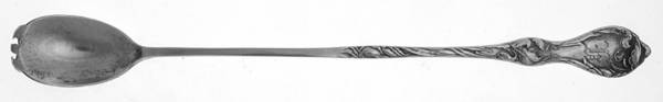 Les Cinq Fleurs (Sterling, 1900, Monograms) Pierced Bowl Long Handle Olive Spoon