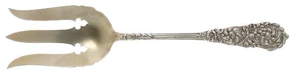 Trajan (Sterling, 1892, Monograms) Solid Salad Serving Fork