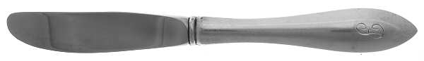 Pointed Antique (Sterling, 1895, Monograms) Modern Hollow Butter Spreader (Stainless)