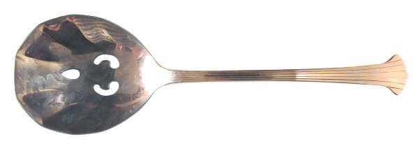 Golden Scroll (Gold Electroplate) Pierced Solid Serving Spoon