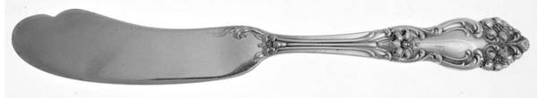 Tiger Lily (Silverplate, 1901, Monograms) Large Flat Handle Butter Spreader