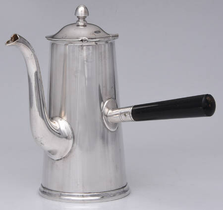 U S NAVY (SILVERPLATE, HOLLOWWARE) Chocolate Pot w/Wood Handle
