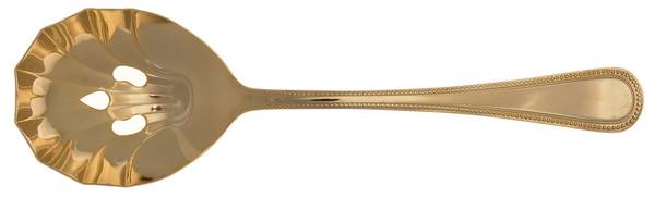 Beads-Gold (Gold Electroplate) Pierced Solid Serving Spoon