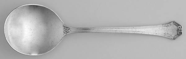 Pompeian (Silverplate, 1930, Monograms) Round Bowl Soup Spoon (Bouillon)
