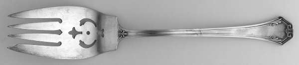 Pompeian (Silverplate, 1930, Monograms) Medium Solid Cold Meat Serving Fork