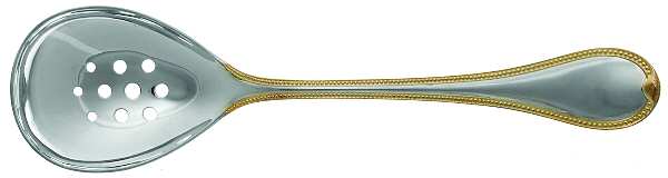 Franzosisch-Perl (Silverplate, Gold Accent) Pierced Solid Serving Spoon