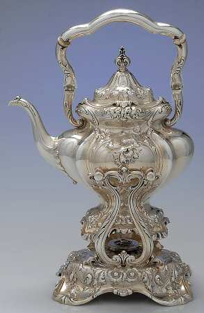 Les Six Fleurs (Sterling, Hollowware) Kettle, Stand & Burner