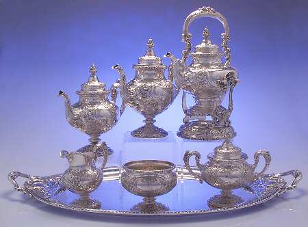 575A (Sterling, Hollowware) 7 Piece Tea Set (SCP, STP, SCR, SSU, SWB, SKES & WT28C)