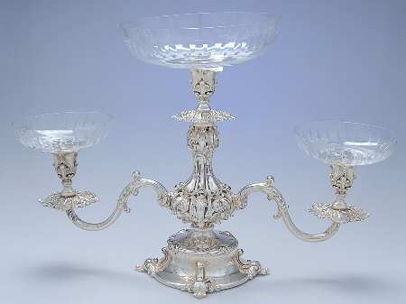 165 (Silverplate, Hollowware) Epergne with Glass Liners