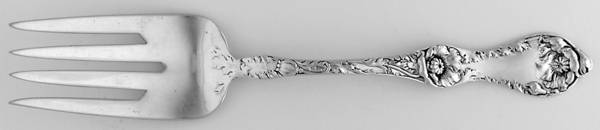 Les Cinq Fleurs (Sterling, Newer) Small Solid Cold Meat Serving Fork