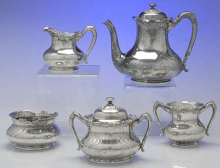 3515 (Silverplate, Hollowware) 5 Pc. Tea Set (PTP, PSU, PCR, PWB, PSUO)