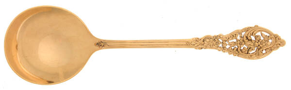 Gold Florentine Lace (Sterling Vermeil) Round Bowl Soup Spoon (Cream Soup)