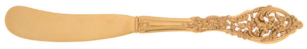 Gold Florentine Lace (Sterling Vermeil) Flat Handle Butter Spreader