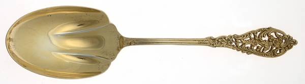 Gold Florentine Lace (Sterling Vermeil) Solid Salad Serving Spoon