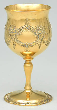 Francis I (Sterling, Hollowware, Reed&Barton, Dates) Sterling Gold Vermeil Chased Water Goblet