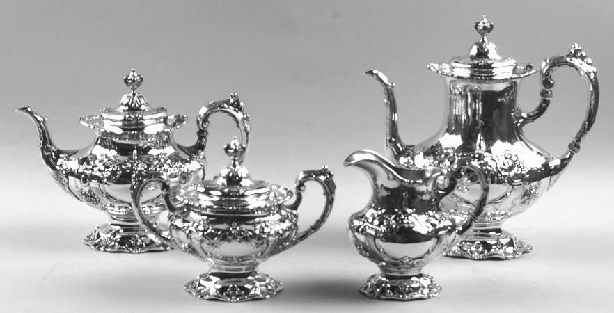 Francis I (Sterling, Hollowware, Reed&Barton, Dates) 4 Piece Tea Set (SCP, STP, SCR, SSU)