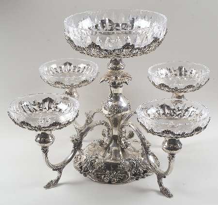 Francis I (Sterling, Hollowware, Reed&Barton, Dates) Epergne with Glass Liners