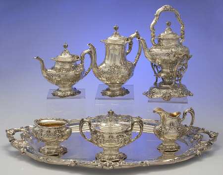 Francis I (Sterling, Hollowware, Reed&Barton, Dates) 7 Piece Tea Set (SCP, STP, SCR, SSU, SWB, SKES & WTL)