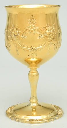 Francis I (Sterling, Hollowware, No Dates) Sterling Gold Vermeil Chased Water Goblet