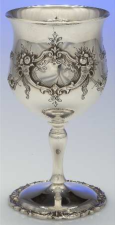 Francis I (Sterling, Hollowware, No Dates) Sterling Chased Water Goblet
